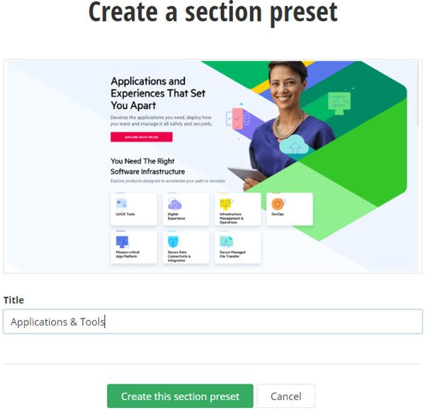 Create section Create section