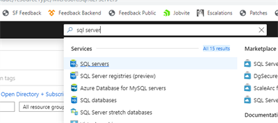 SQL Servers menu item SQL Servers menu item
