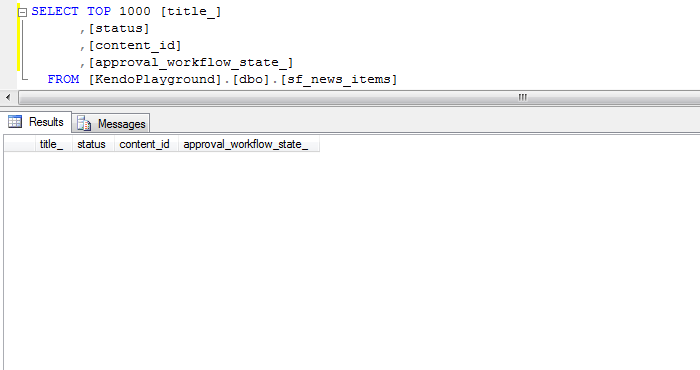workflowDBcreate Create a news item - state of the database