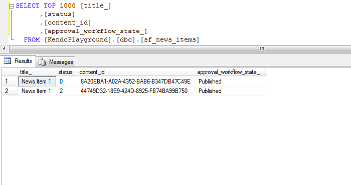 workflowDBpublish Publish the item - state of the database