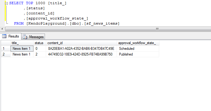 workflowDBschedule Schedule the item - state of the database