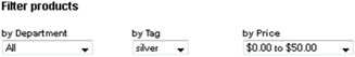 filter products dropdown