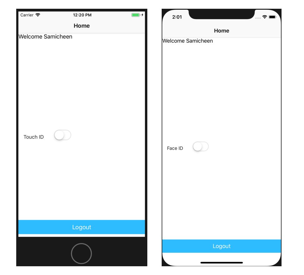 Enabling Touch ID or Face ID