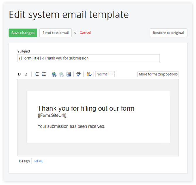 Custom confirmation email template Custom confirmation email template