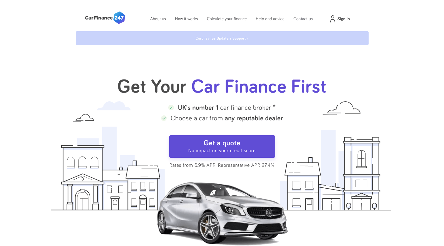 Car Finance 247 Homepage in 2021