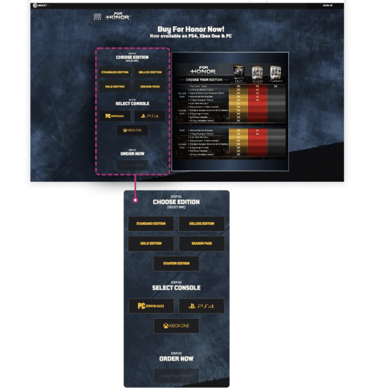 Ubisoft Variation Page A/B Split Test Example