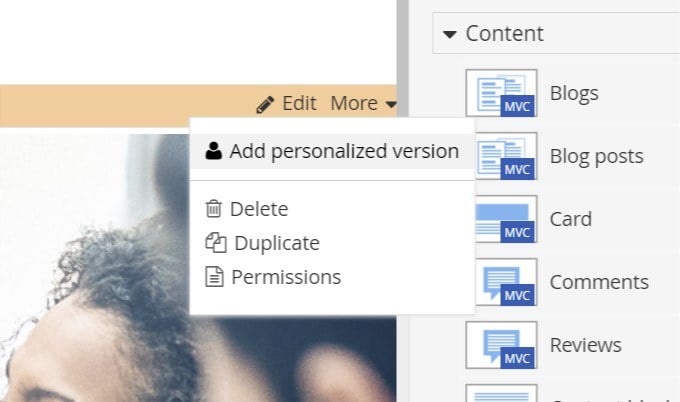 personalize component personalize component
