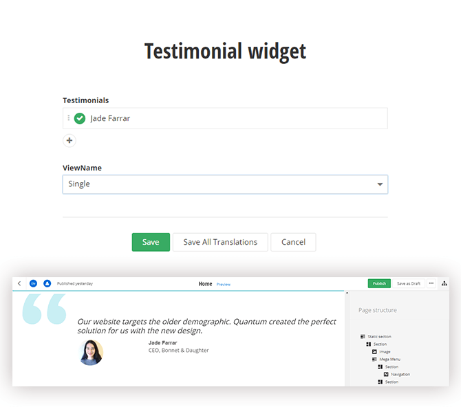 NET Core Testimonial Widget Designer