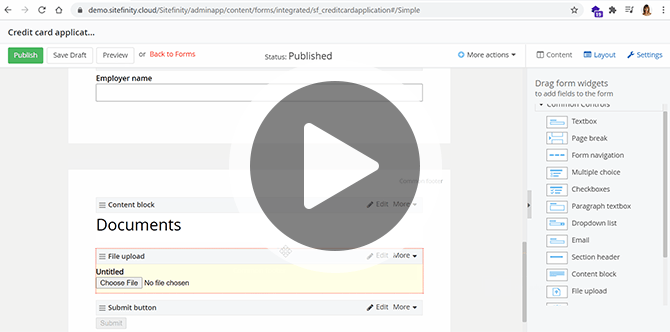 Sitefinity Form Document Upload