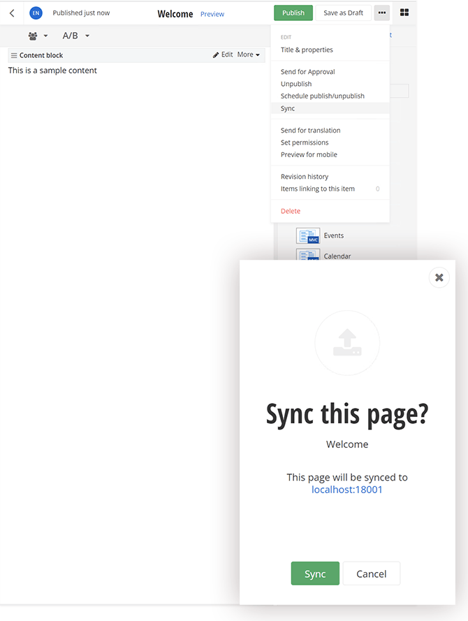 Sitefinity SiteSync Sync Pages