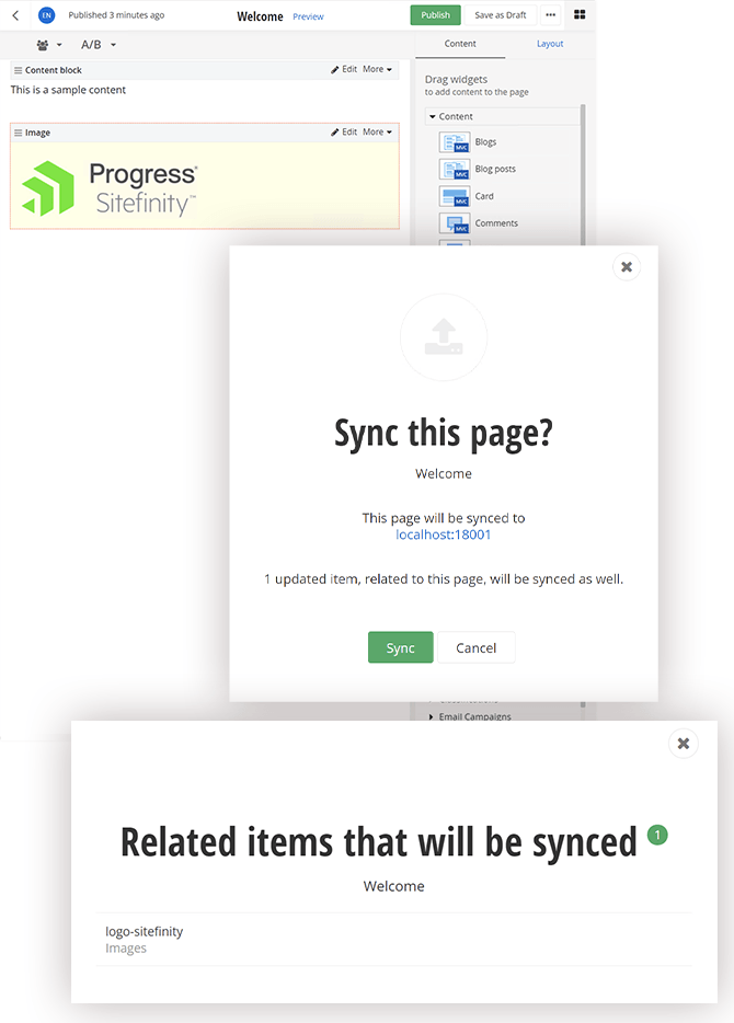 Sitefinity SiteSync Sync Page Dependencies