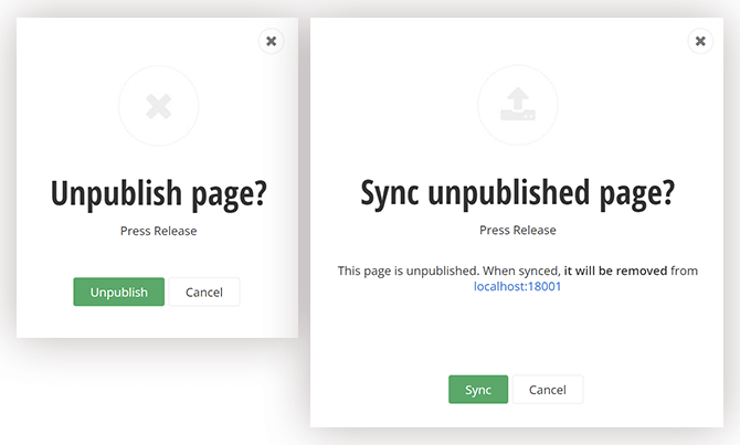 Sitefinity SiteSync Unpublish Sitefinity SiteSync Unpublish