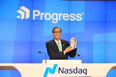 CEO Yogesh Gupta and Progress celebrate at Nasdaq