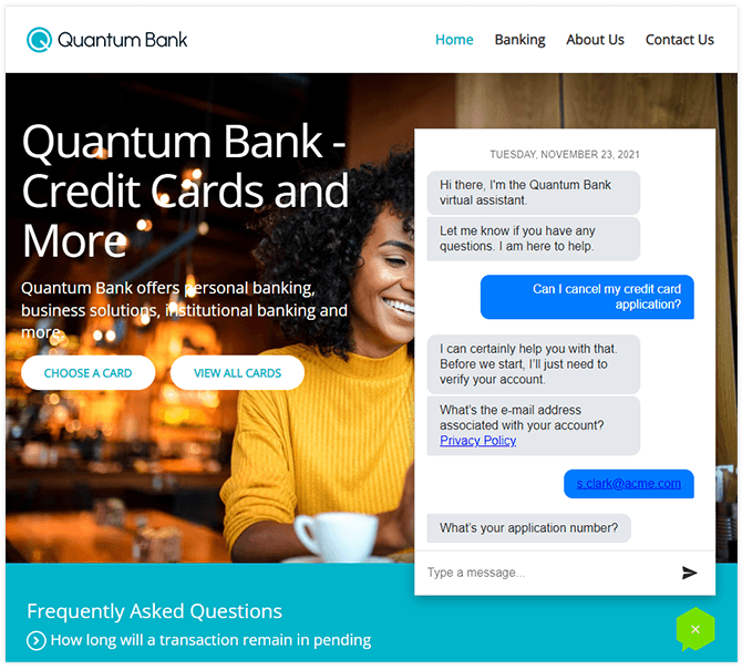 Sitefinity NativeChat Quantum Bank Chatbot