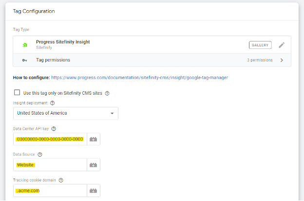 Sitefinity Insight general GTM tag configuration Sitefinity Insight general GTM tag configuration