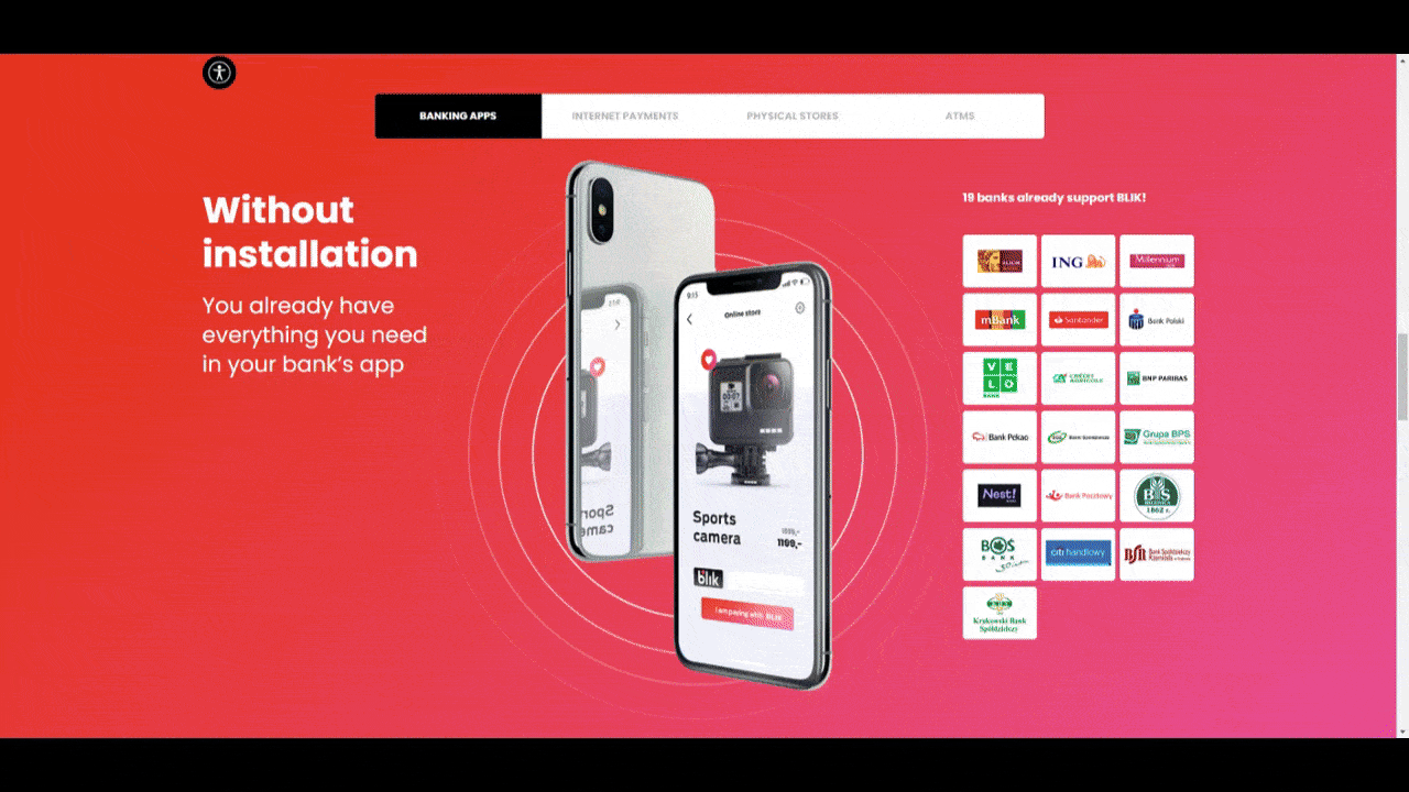 Five examples of fintech website home pages that use gradients: BLIK’s pink-red section background, Chipper’s purple-pink glowing gradient around the orb shape, Starling Bank’s blue-purple background color, Stripe’s rainbow-colored diagonal and animated gradient, and Payoneer’s colorful black gradient. Five examples of fintech website home pages that use gradients: BLIK’s pink-red section background, Chipper’s purple-pink glowing gradient around the orb shape, Starling Bank’s blue-purple background color, Stripe’s rainbow-colored diagonal and animated gradient, and Payoneer’s colorful black gradient.