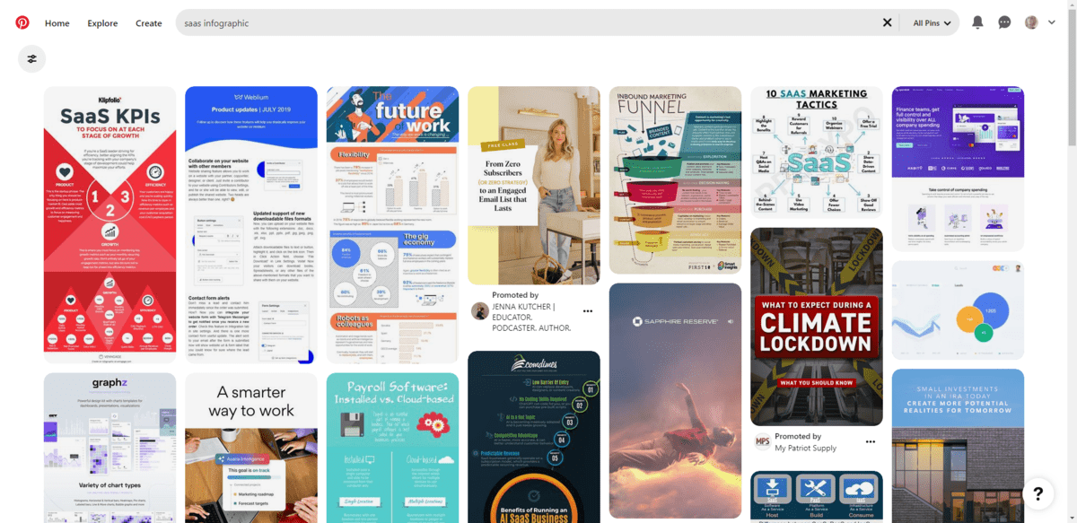 A search for a “saas infographic”. The results show a wide range of infographic designs and posts related to SaaS infographics. A search for a “saas infographic”. The results show a wide range of infographic designs and posts related to SaaS infographics.