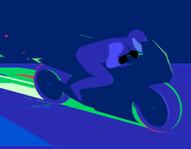 Graphic of person riding speed bike