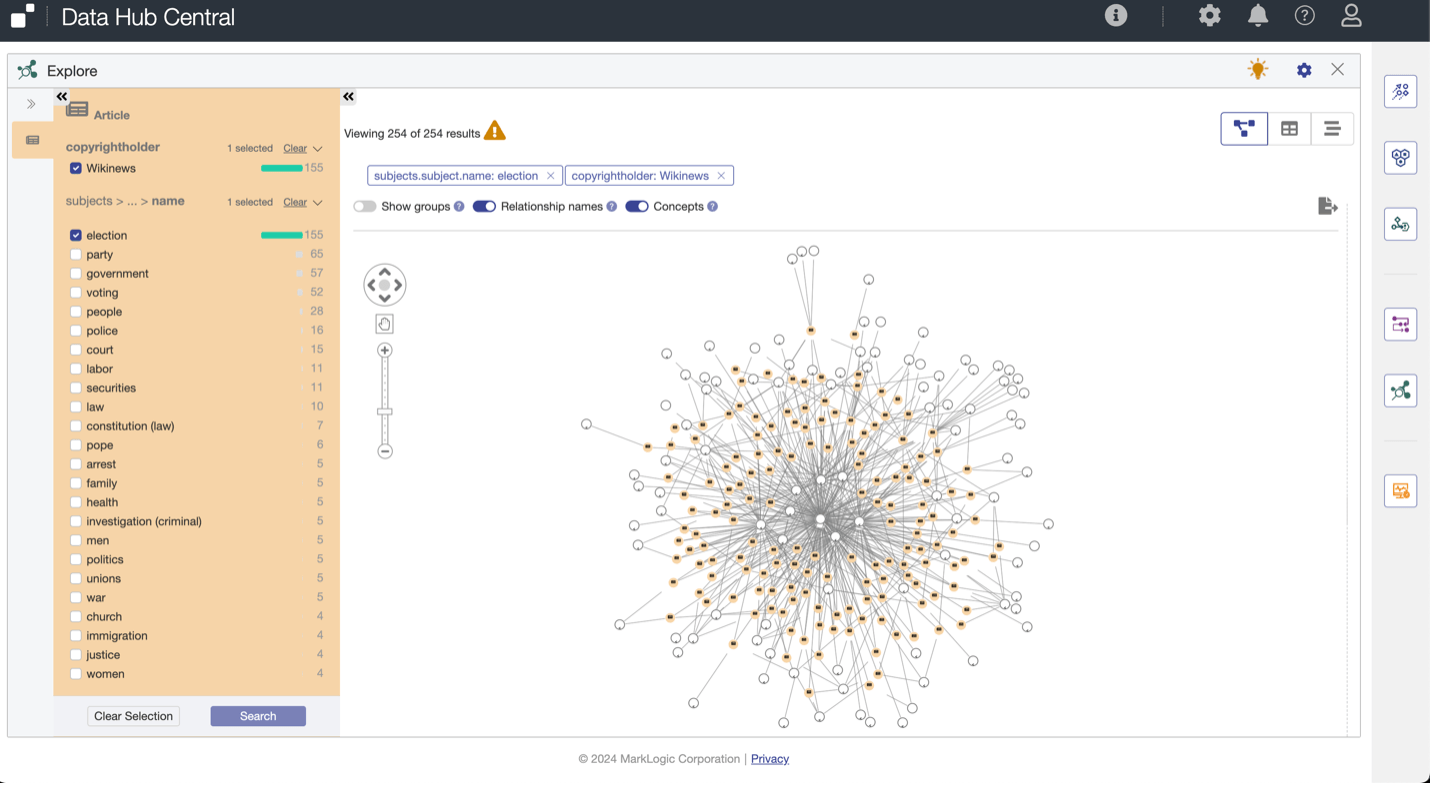 Data Hub Central - Graph Search View