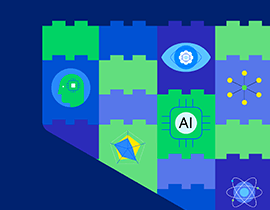 Graphical Representation of stacked toy blocks with "AI" in one of the blocks