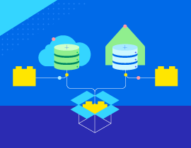 abstract graphic showing two types of data being combined into a box