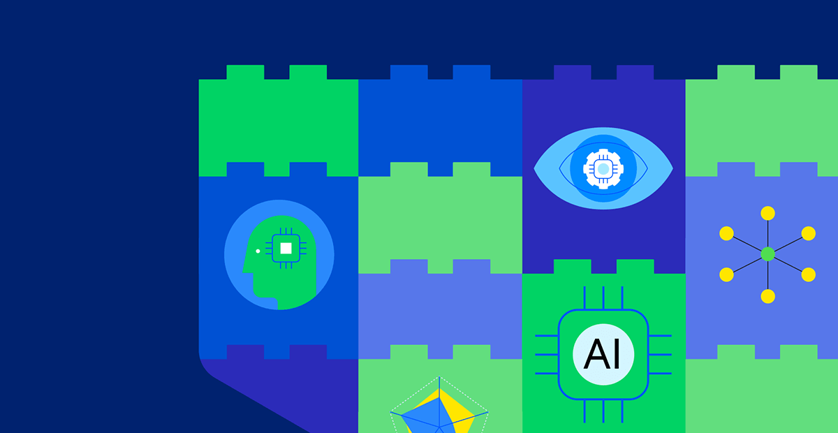 Graphical Representation of stacked toy blocks with "AI" in one of the blocks