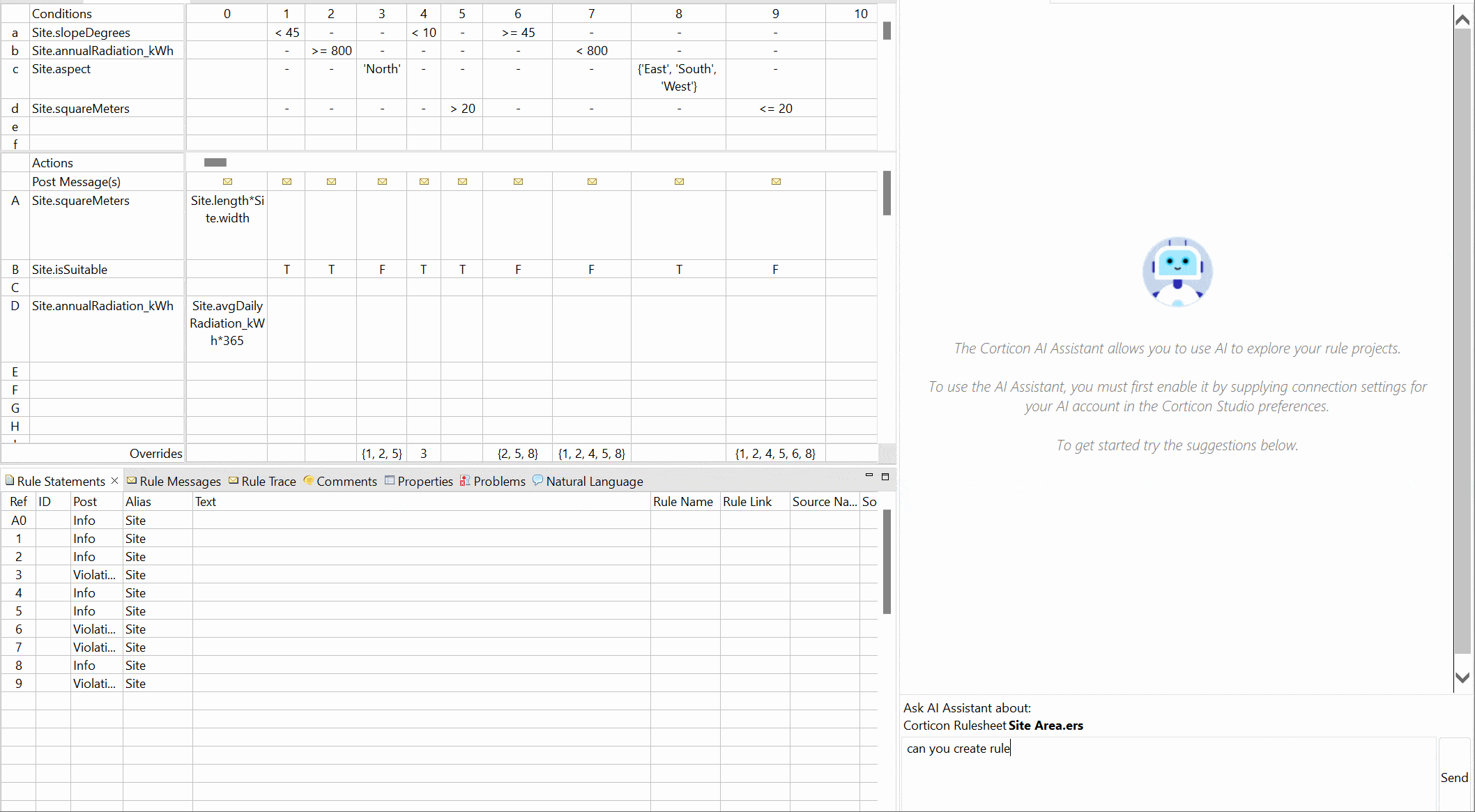 Creating rule statements in Corticon Creating rule statements in Corticon