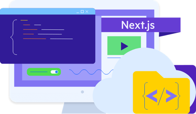 Next.js support and React support - illustration Next.js support and React support - illustration