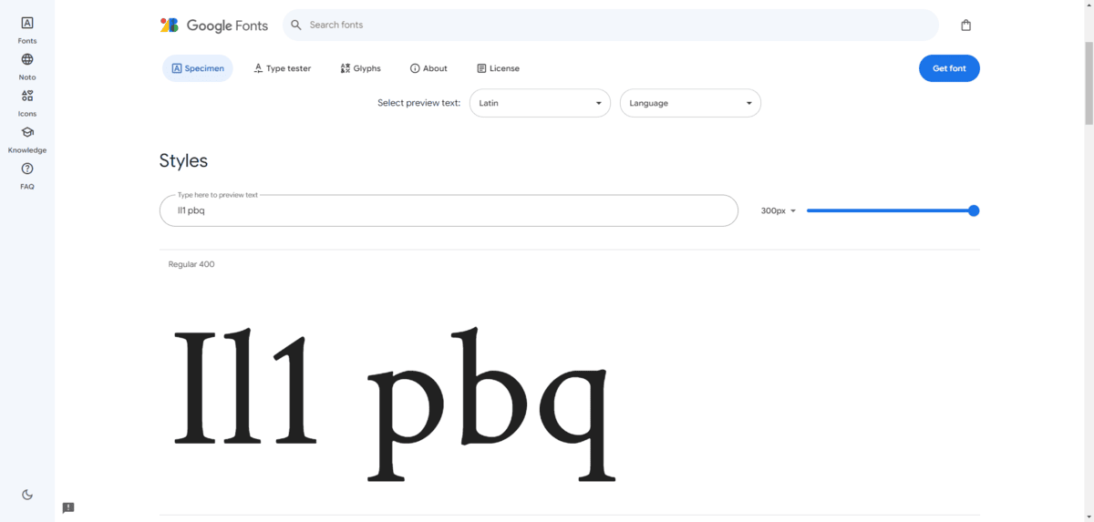 In this test from Google Fonts, we look at the legibility of Crimson Text. We’ve typed out the characters “I”, “l” and “1”.