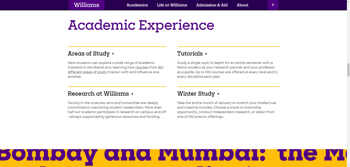 A screenshot from the Williams College website shows the custom Eph font family in action. The headings use Eph Slab while the body uses Eph Gothic. A screenshot from the Williams College website shows the custom Eph font family in action. The headings use Eph Slab while the body uses Eph Gothic.