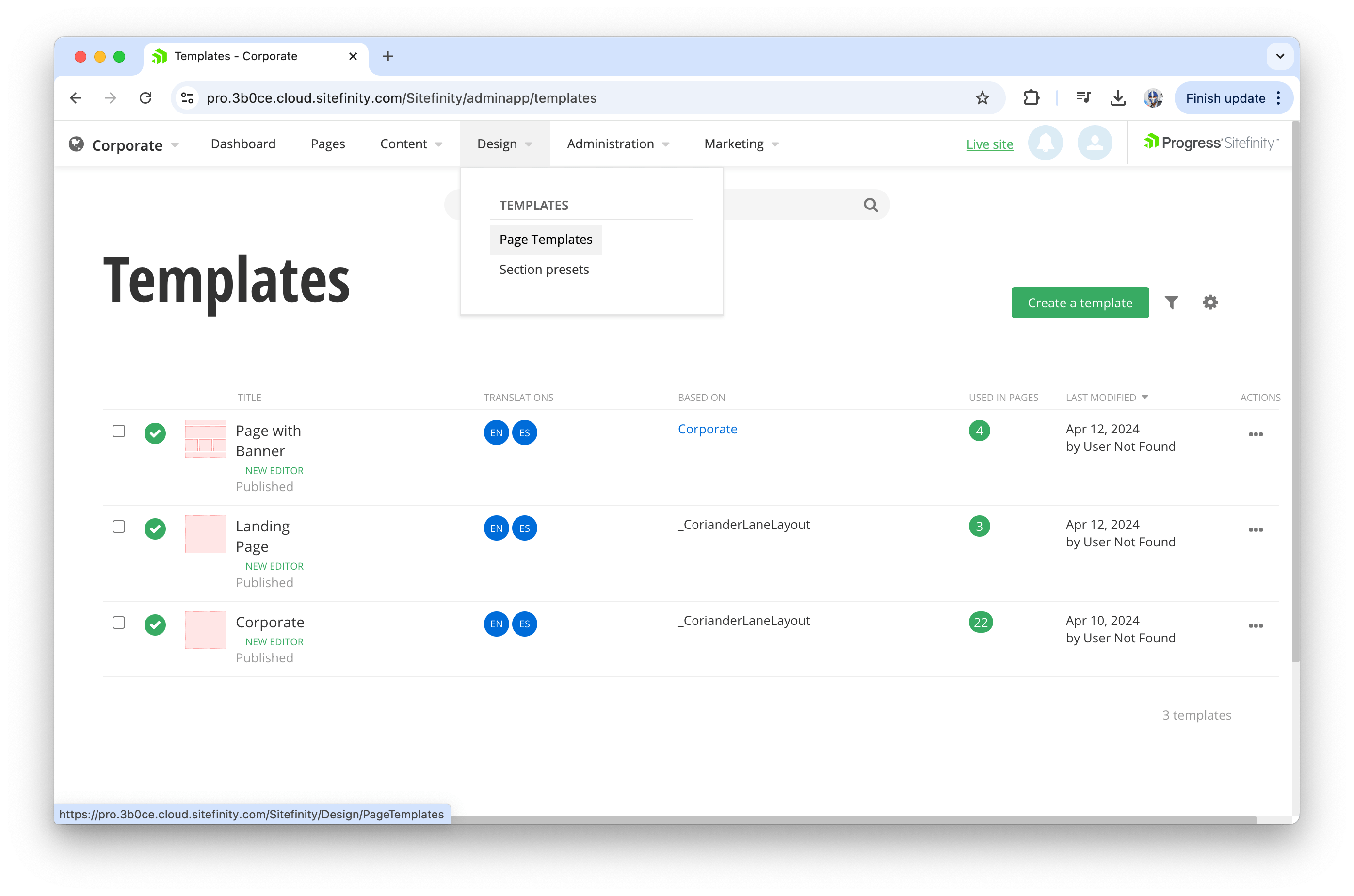 Sitefinity templates index Sitefinity templates index