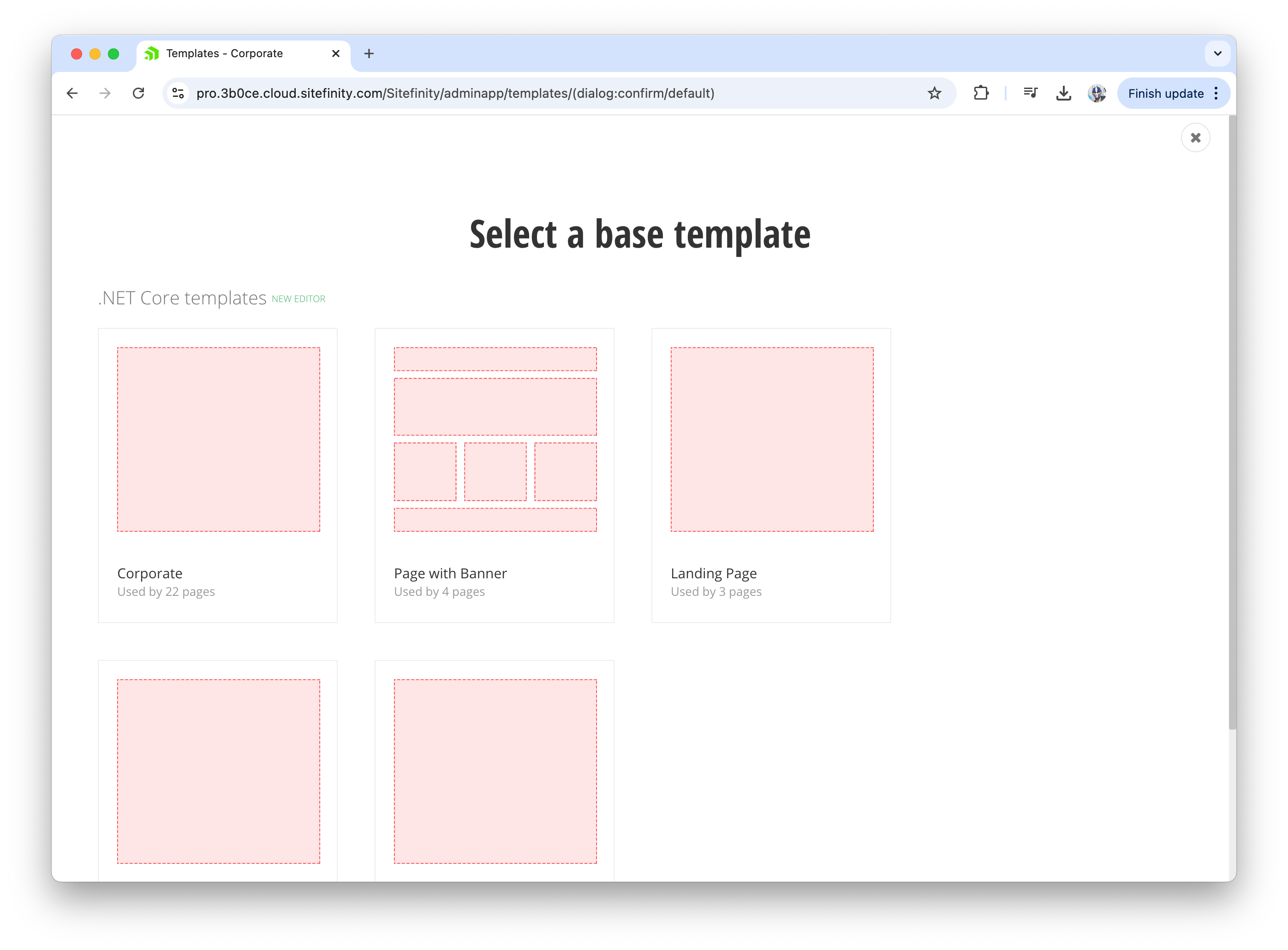Sitefinity select a base template Sitefinity select a base template