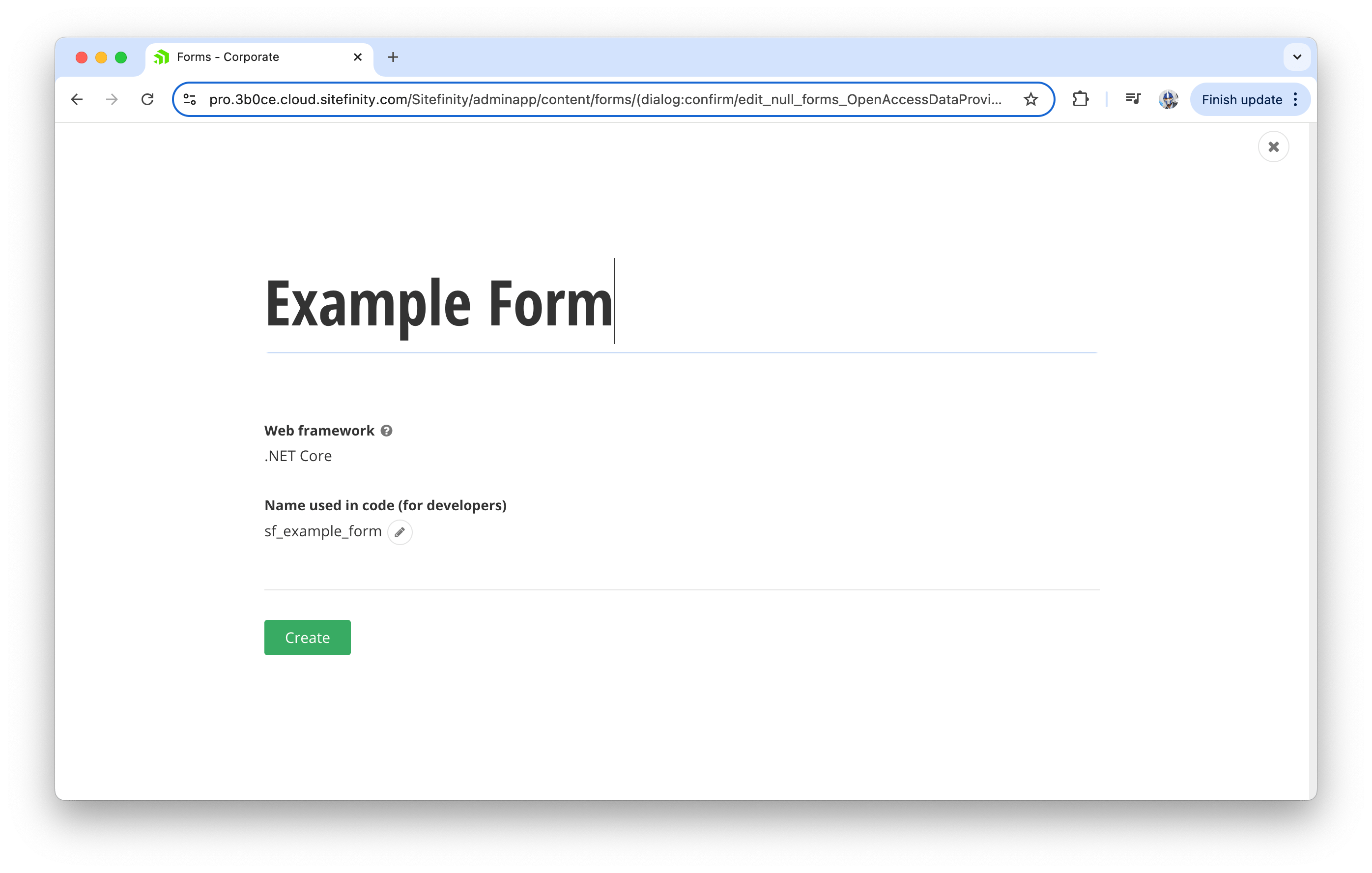 Sitefinity example form Sitefinity example form