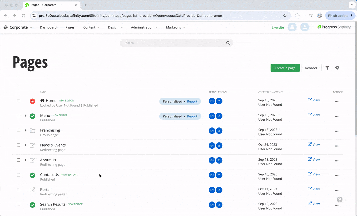 Sitefinity editing page content Sitefinity editing page content