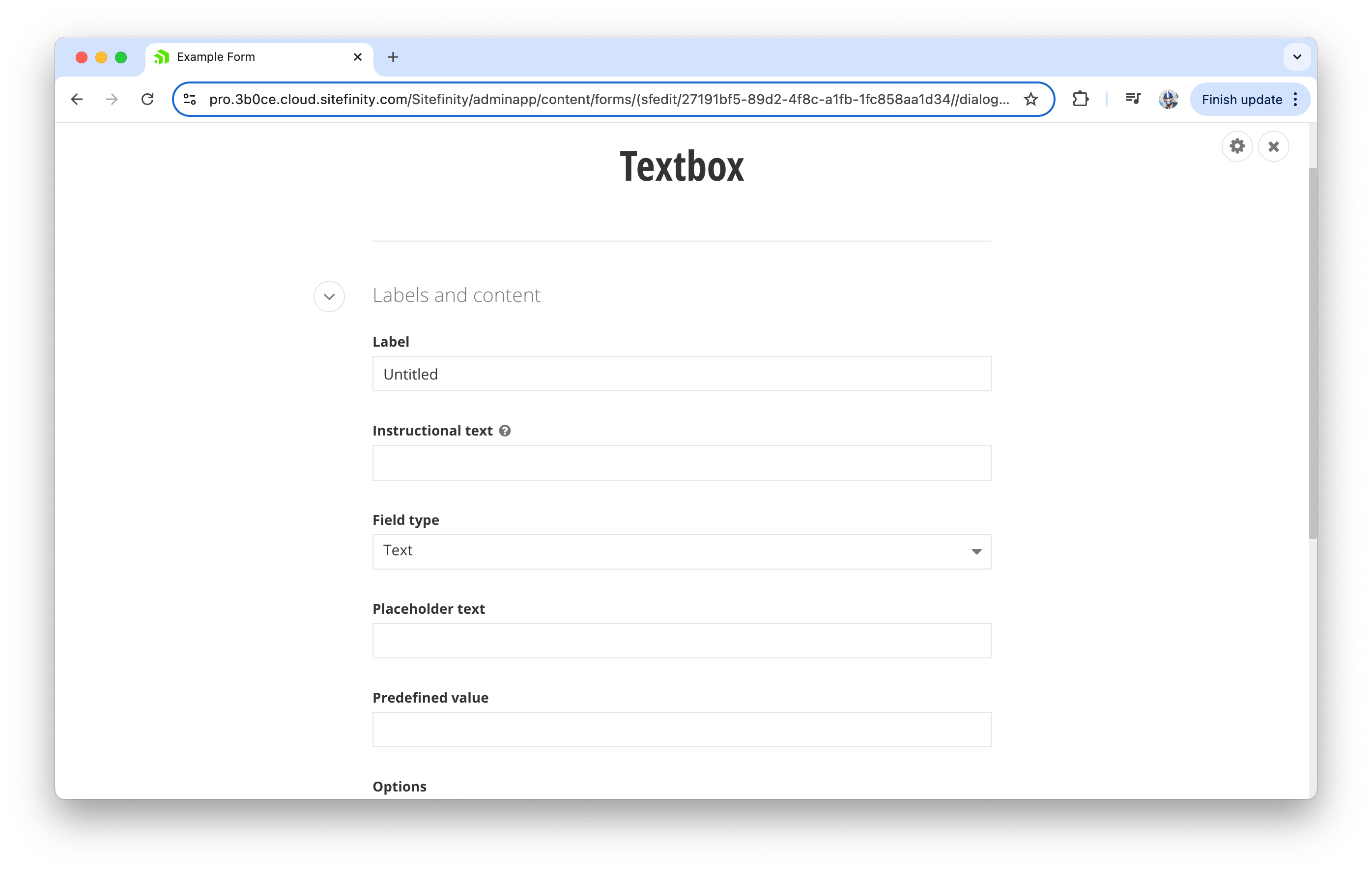 Sitefinity form textbox Sitefinity form textbox