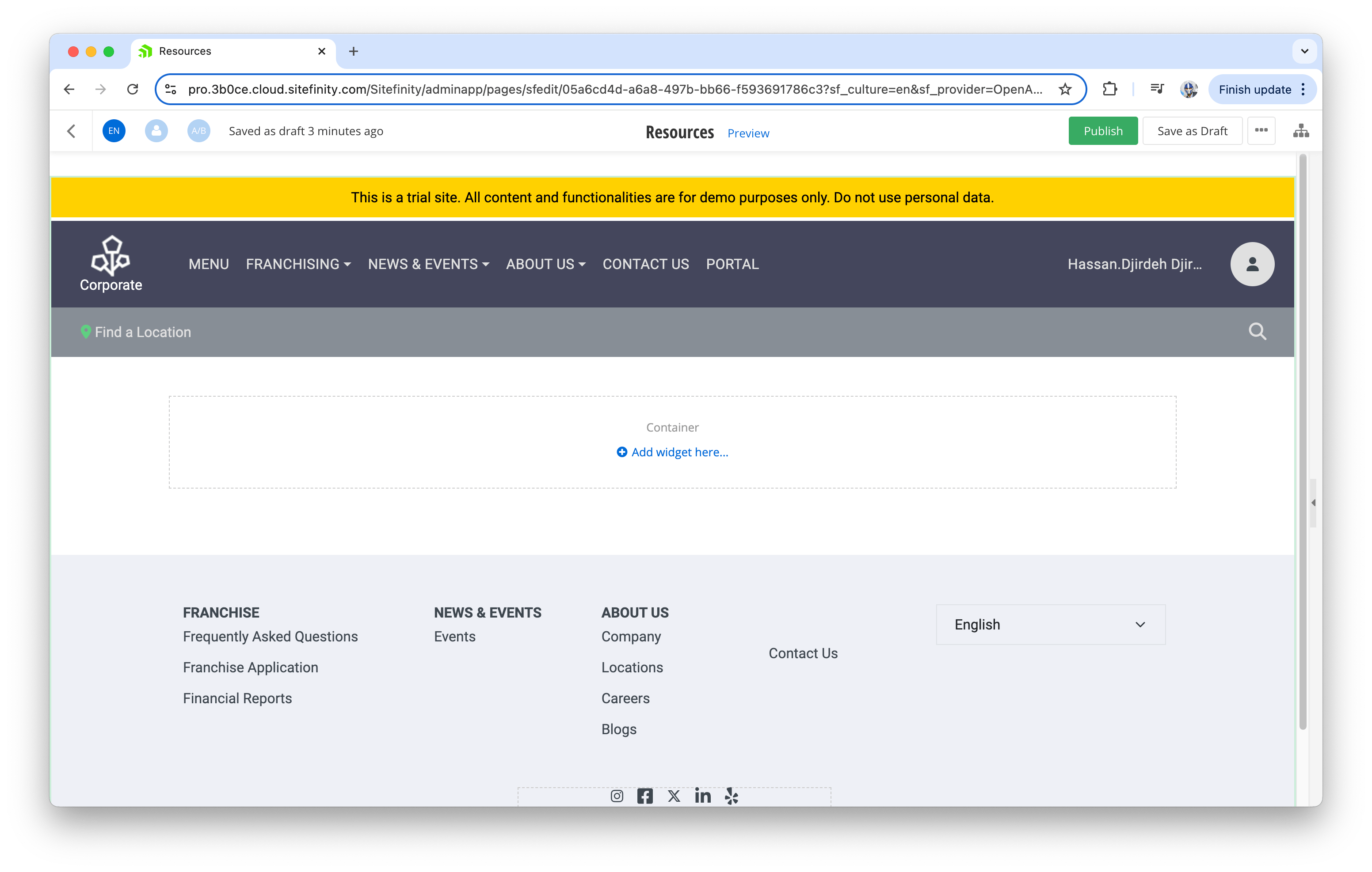Sitefinity page preview Sitefinity page preview