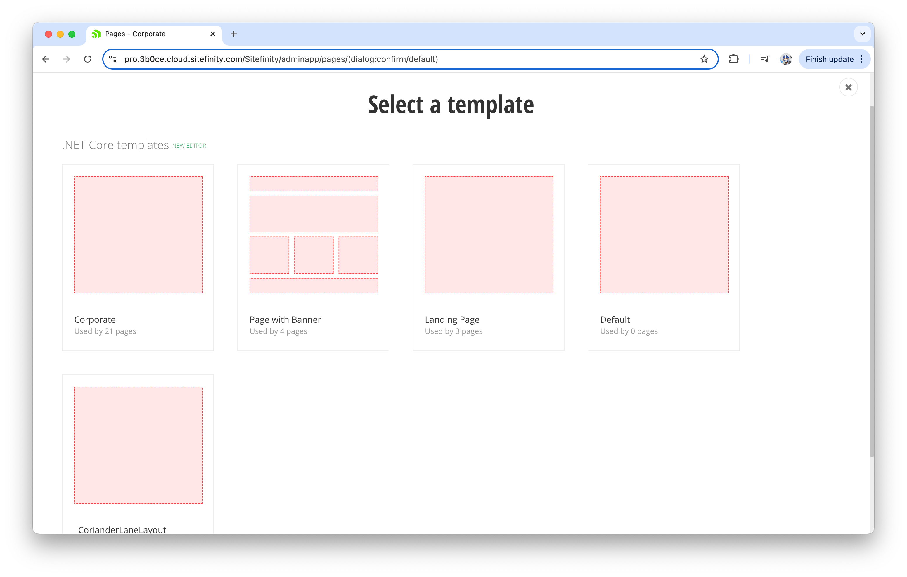 Sitefinity page template Sitefinity page template