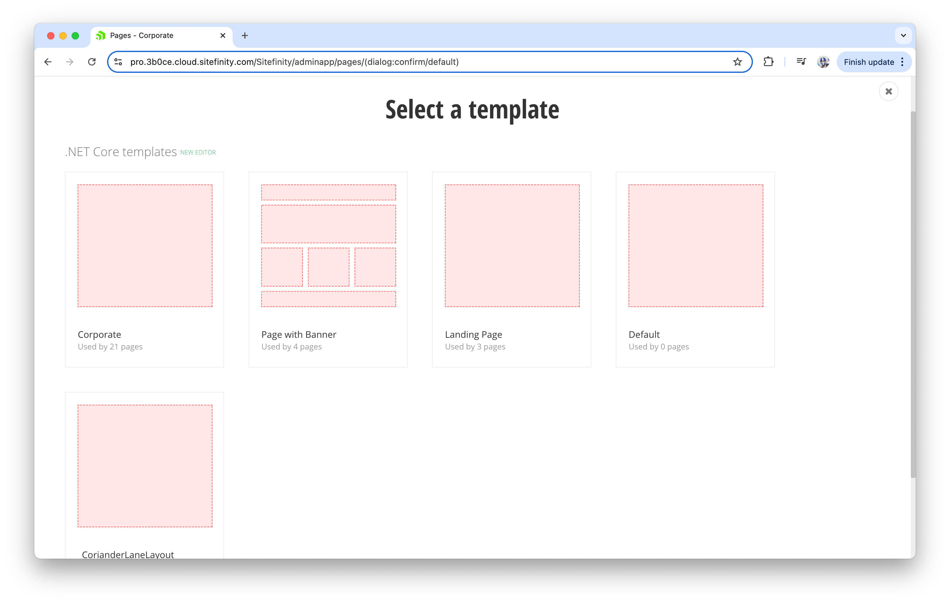 Sitefinity page template