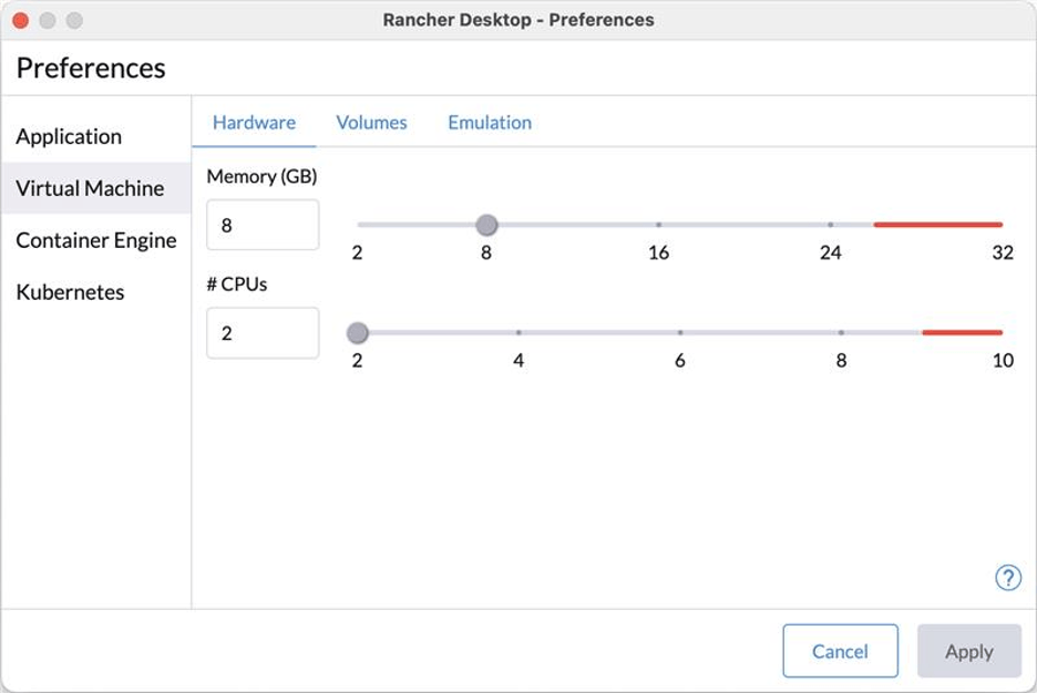 This screenshot shows the recommended virtual machine settings for optimal MarkLogic performance. 8 GB of memory and 2 CPUS.