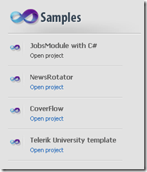 Sample projects included with the Sitefinity SDK