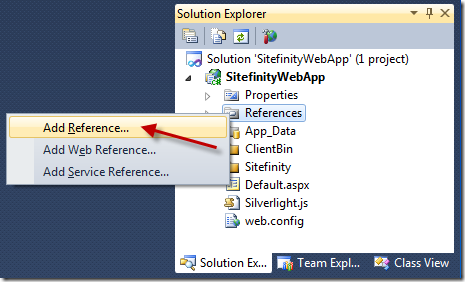 Adding a new reference to a Sitefinity 4.0 web application project