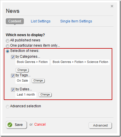 Using taxonomy to display select content in Sitefinity 4.0