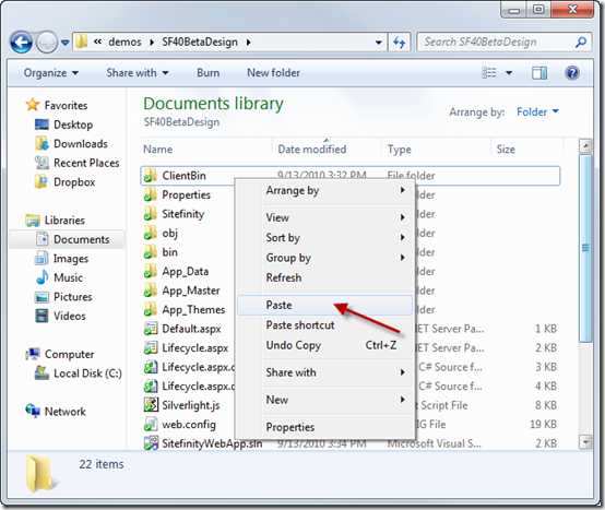 Paste new Sitefinity files overwriting the old files to upgrade