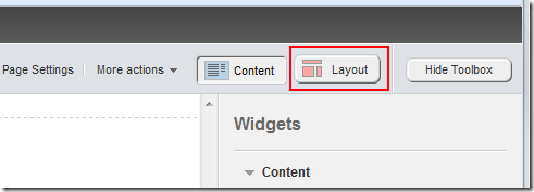 Use the Layout button to toggle into Sitefinity 4.0 Layout Mode