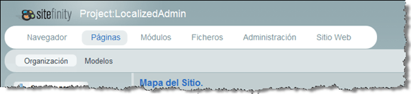 Sitefinity's Administrative Interface translated in Spanish