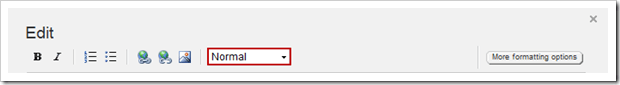 Sitefinity's FormatBlock dropdown in the Basic options section