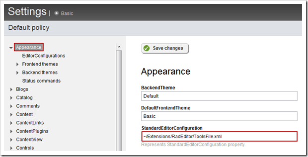 Re-configuring RadEditor in Sitefinity's Configuration Editor