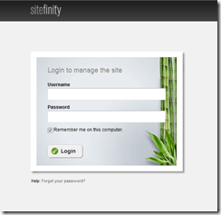 Sitefinity Administration Login