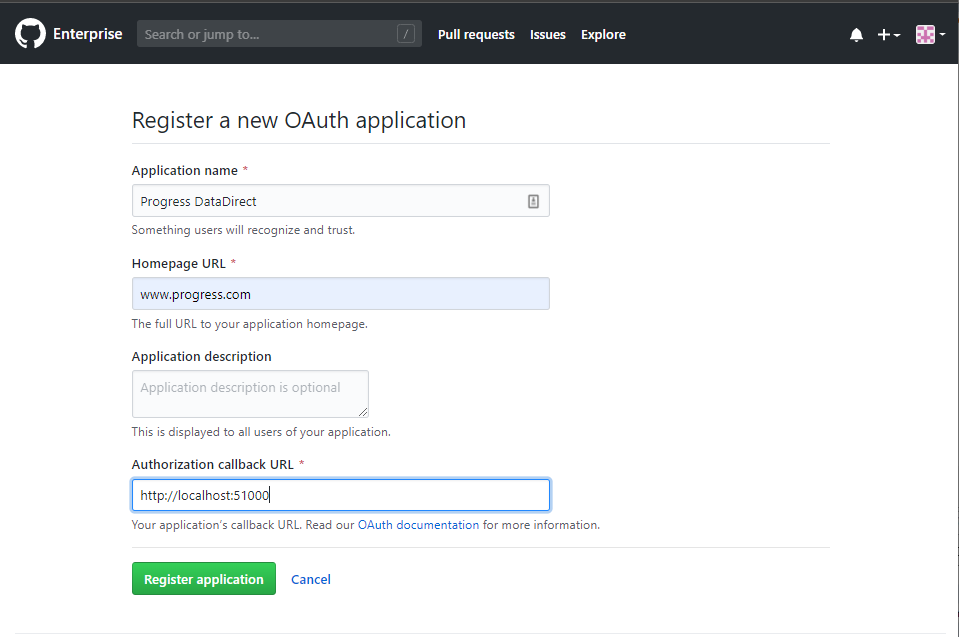 Create OAuth App Create OAuth App