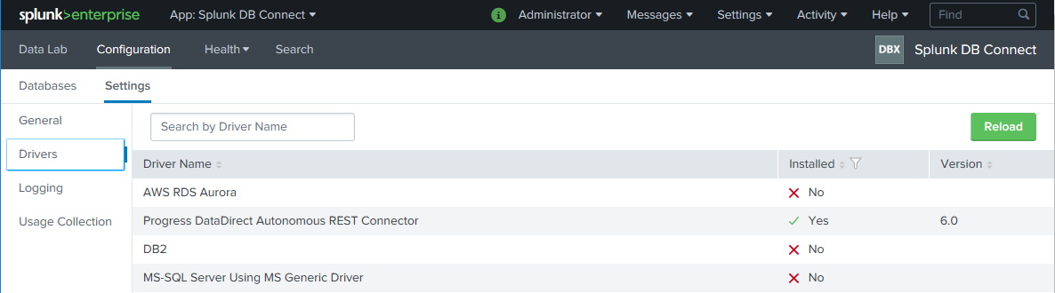 Splunk Drivers page Splunk Drivers page